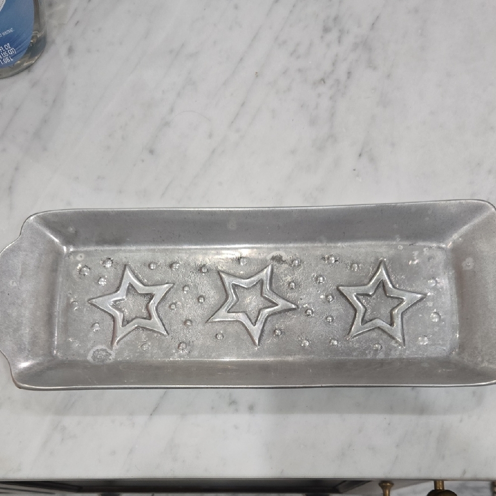 Silver/Pewter Star Embossed Tray